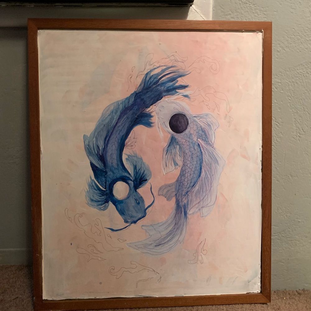 Wall Hanging, Original Yin Yang Theory Artwork, Acrylic on recycled canvas